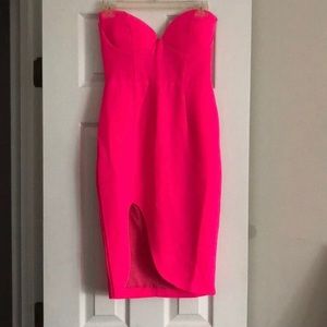 Strapless hot pink sexy dress
